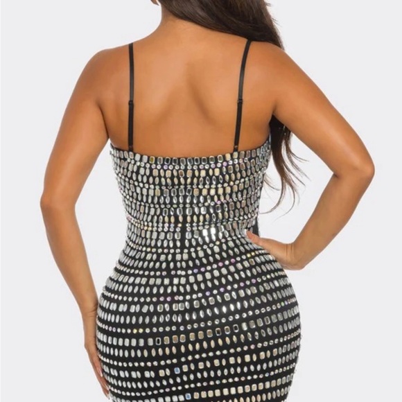 Hot Miami Styles Black and Silver Mini Dress - Picture 5 of 5